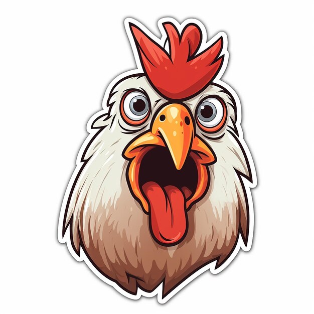 Photo sticker of funny hen