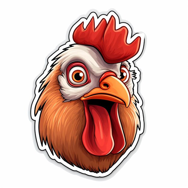 Photo sticker of funny hen