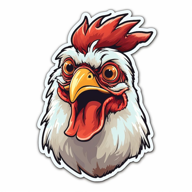 Photo sticker of funny hen