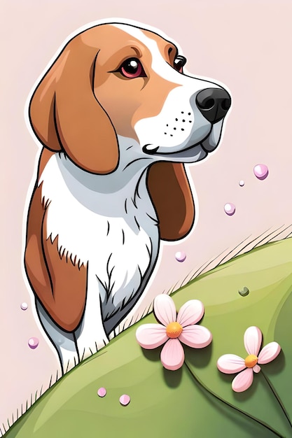 Foto adesivo illustrazione della testa carino basset hound