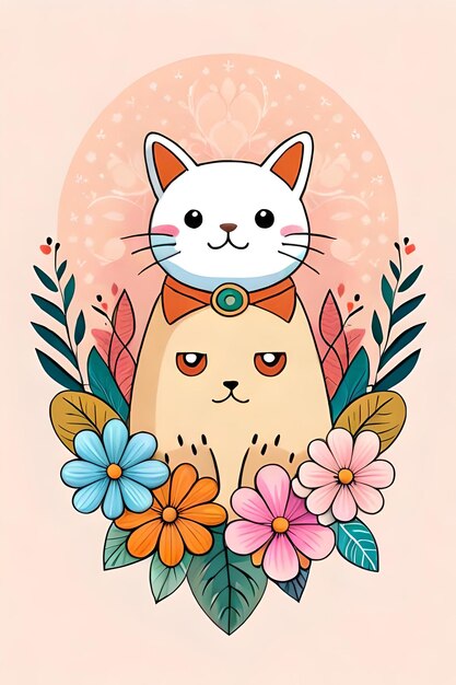 STICKER illustration of cute Cat head