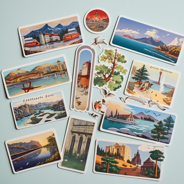 A sticker inspired by the charm of vintage travel postcard