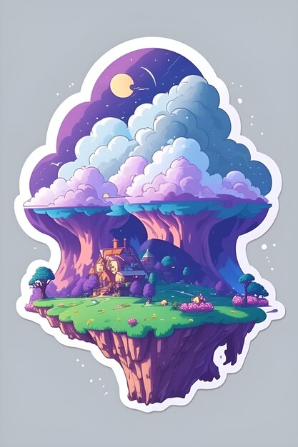 Sticker of an island in the sky