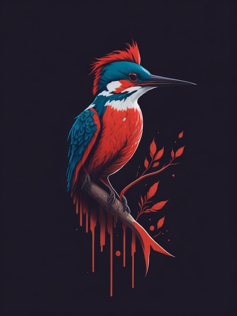 Photo a sticker of a kingfisher for t shirt design