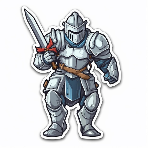 Sticker of a knight with a sword in his hand.