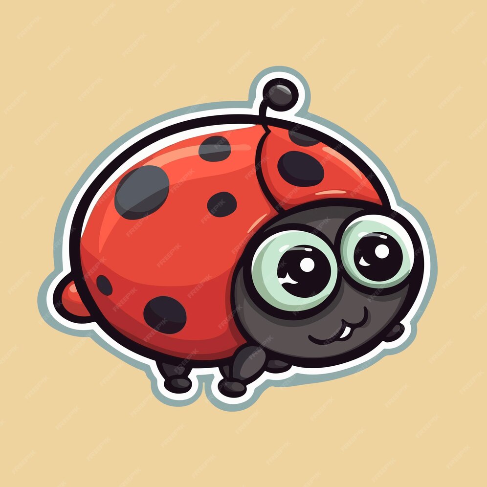 Premium Photo A Sticker Of A Ladybug With A Big Black Eyes And A Big premium-photo-a-sticker-of-a-ladybug-with-a-big-black-eyes-and-a-big