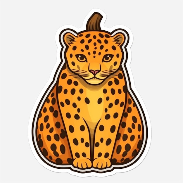 A sticker of a leopard sitting on the ground generative ai