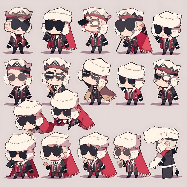 Sticker of Male Bear Chibi Kawaii Russian Fashion Concept Rich Reds Fur Concept Art Game Asset