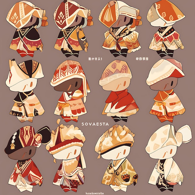 Sticker of Male Indonesian Wayang Chibi Kawaii Traditional Puppet Fashi Concept Art Game Asset