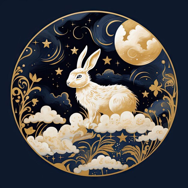 Photo sticker mid autumn festival rabbit moon lantern