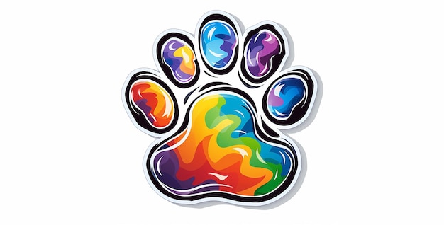 a sticker of multicolor paw