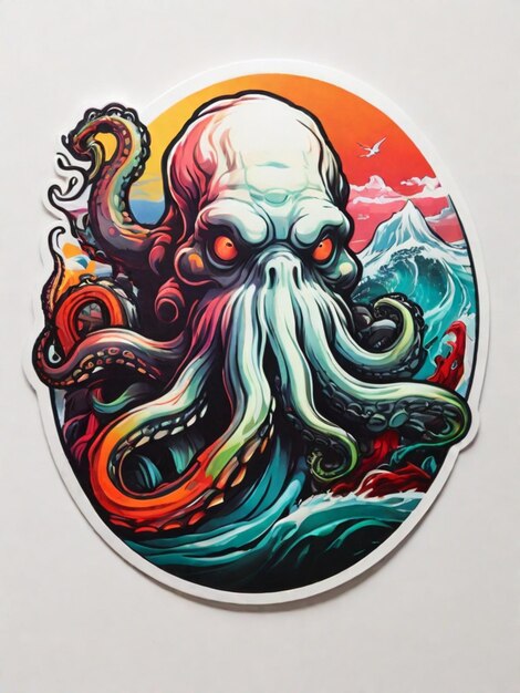 a sticker of an octopus for t shirt design