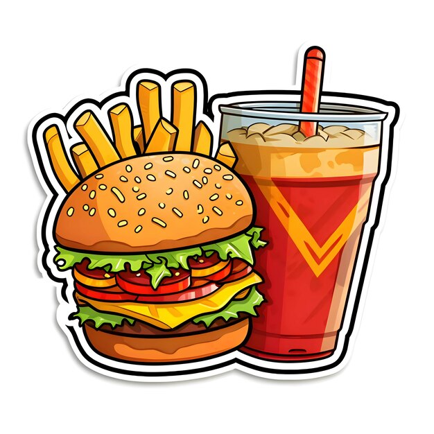 Sticker of logo hamburger coke en friet