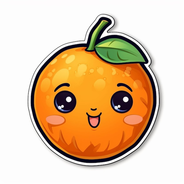 Photo a sticker of an orange with a face and eyes that says 