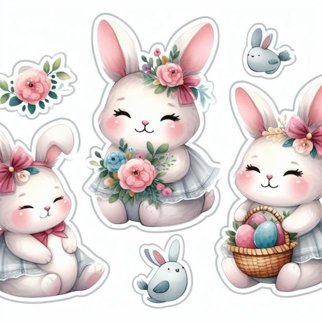 Sticker Pack Leuke en schattige baby konijn illustraties 5