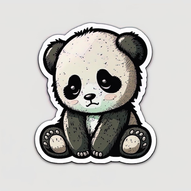 A sticker of a panda bear sitting on a white background.