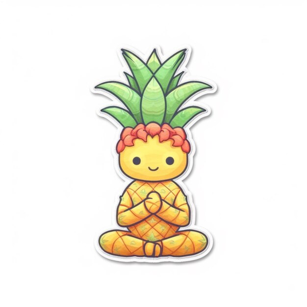 Photo a sticker of a pineapple sitting on its legs generative ai