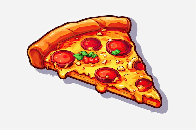 Sticker plakje pizza cartoon-stijl ai gegenereerd