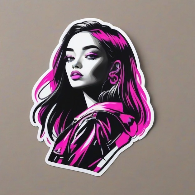 Sticker Of A Pretty Young Girl Face