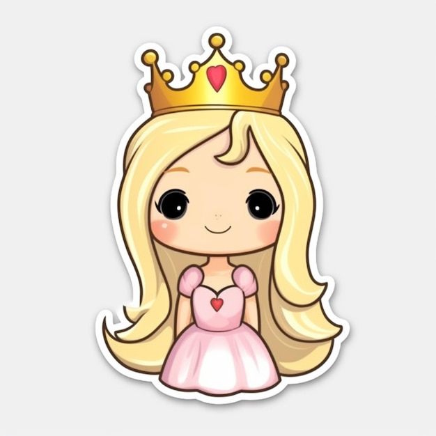a sticker of a princess with a crown on her head generative ai