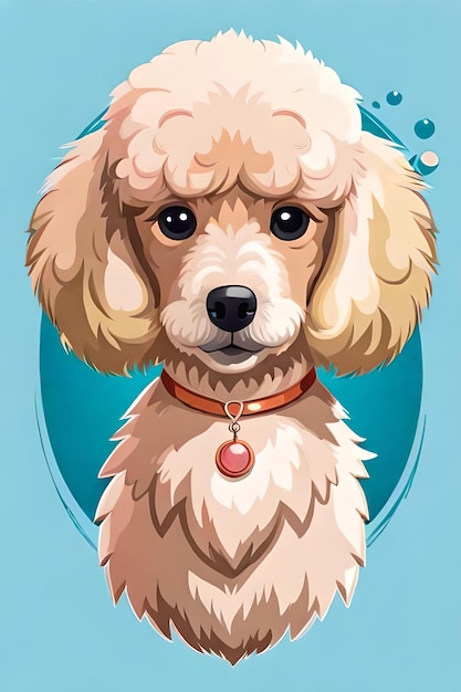 A sticker print of vivid cute poodle head