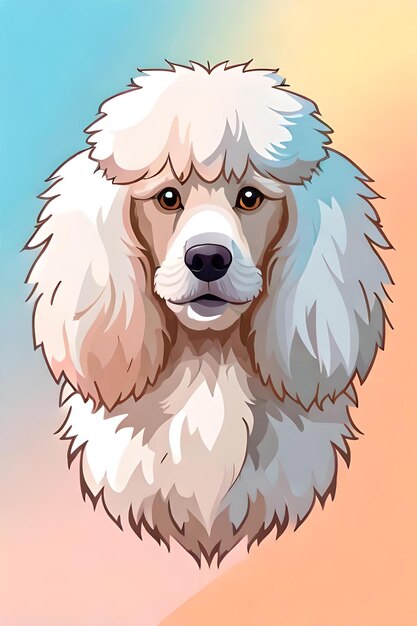 A sticker print of vivid cute poodle head