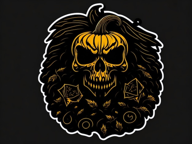 Photo a sticker of pumking halloween for t shirt