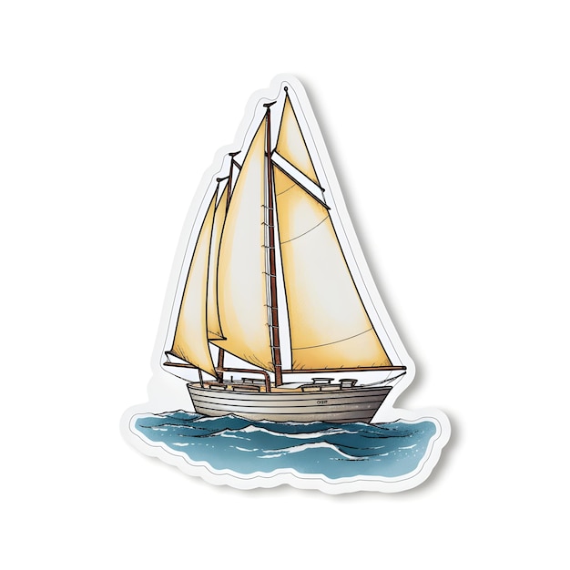 Photo a sticker of a sailboat with yellow sails.