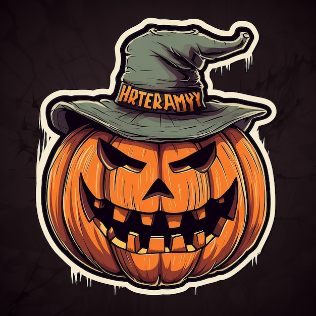 sticker of scary pumpkin