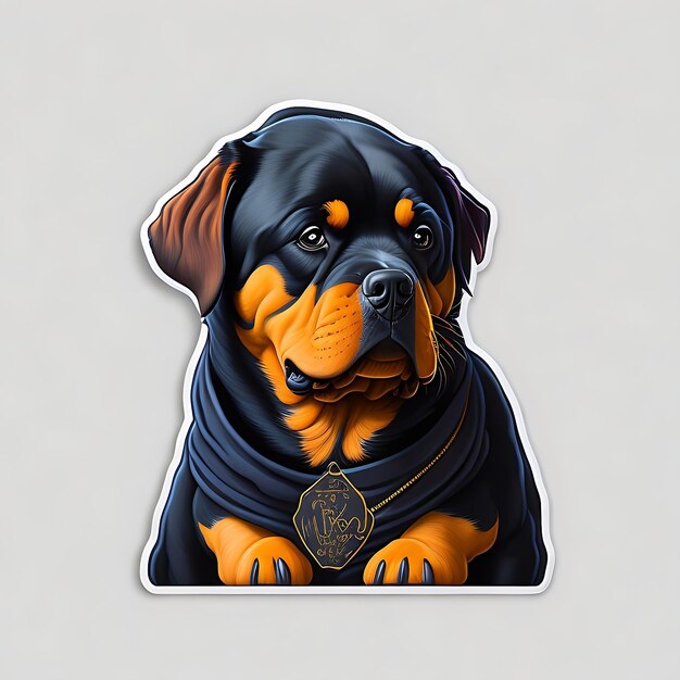 Sticker set of different dog cartoon cute Rottweiler Vermeer style octane render