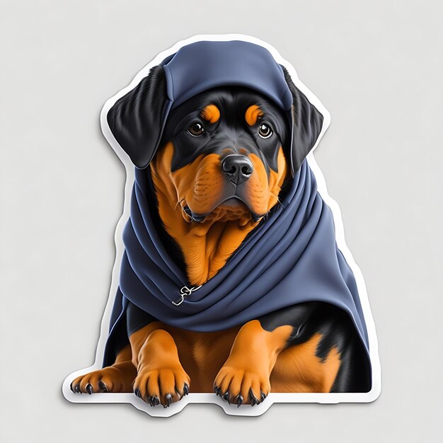 Sticker set van verschillende honden cartoon schattige Rottweiler Vermeer stijl octane render