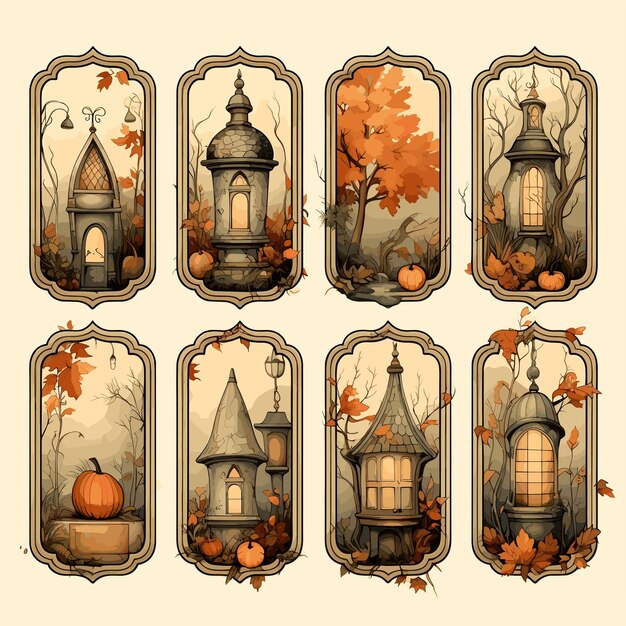 Sticker set winter romantic aesthetic in vintage style High quality