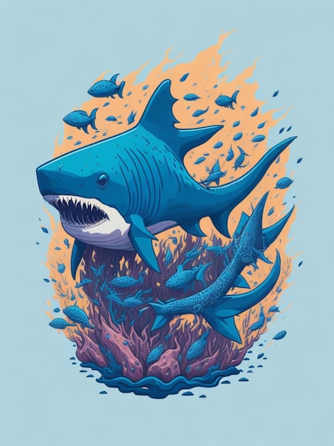 a sticker of a shark for t shirt design