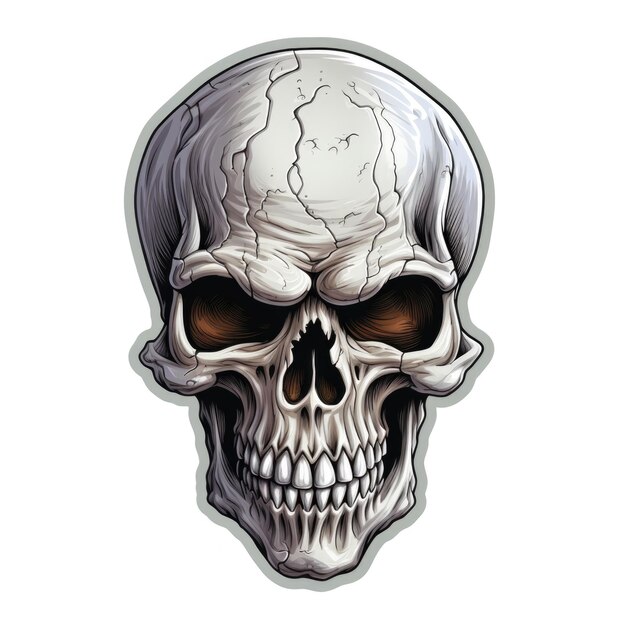 Наклейка черепа на белом фоне Цифровое изображение