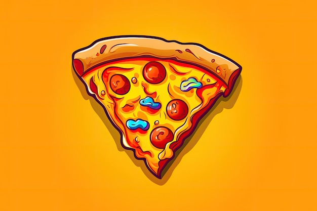 Sticker slice of pizza cartoon style AI Generated