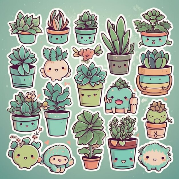 Photo a sticker of succulents in pots.