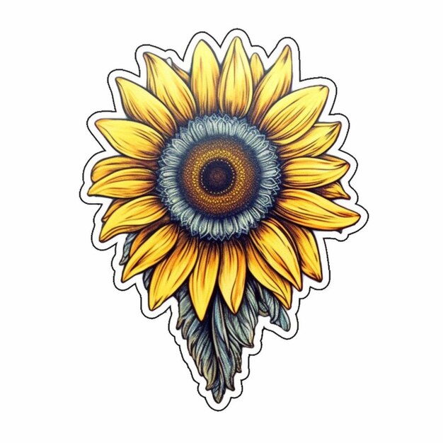 A sticker of a sunflower that says'sunflower'on it