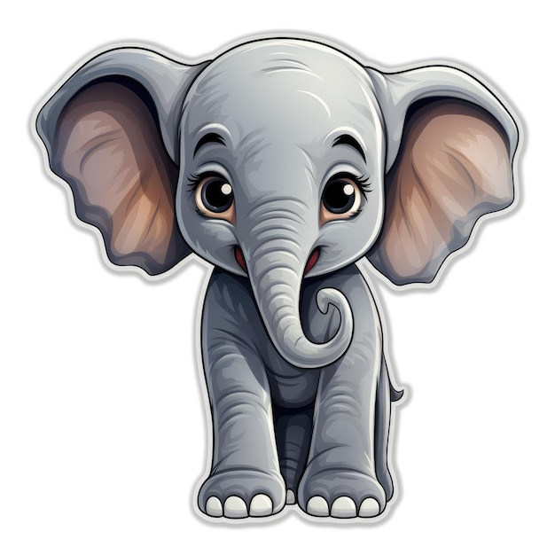 Foto un adesivo super carino bambino in stile pixar elefante ai generative