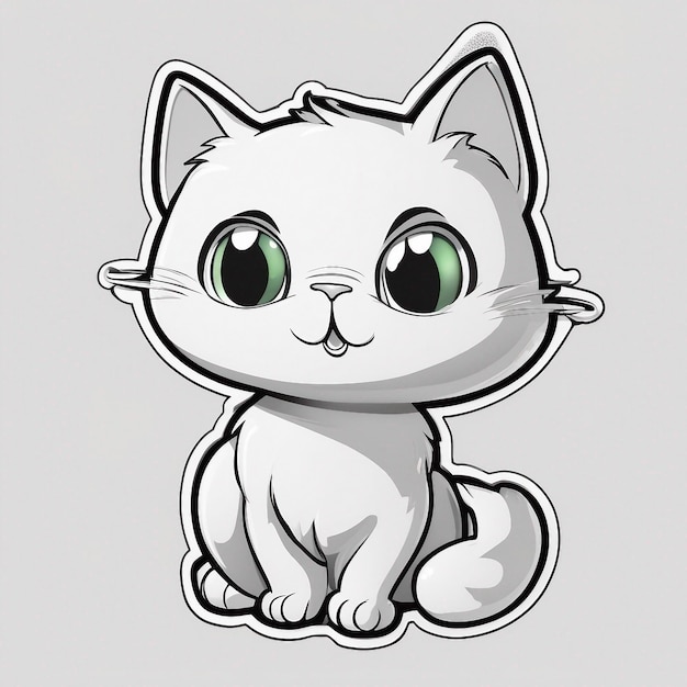 A sticker template of cat cartoon character generated by AI