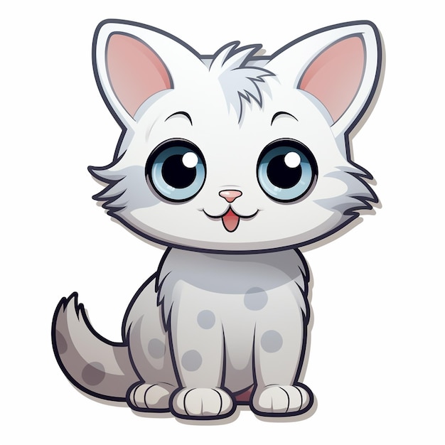 A sticker template of a cat cartoon character on white background