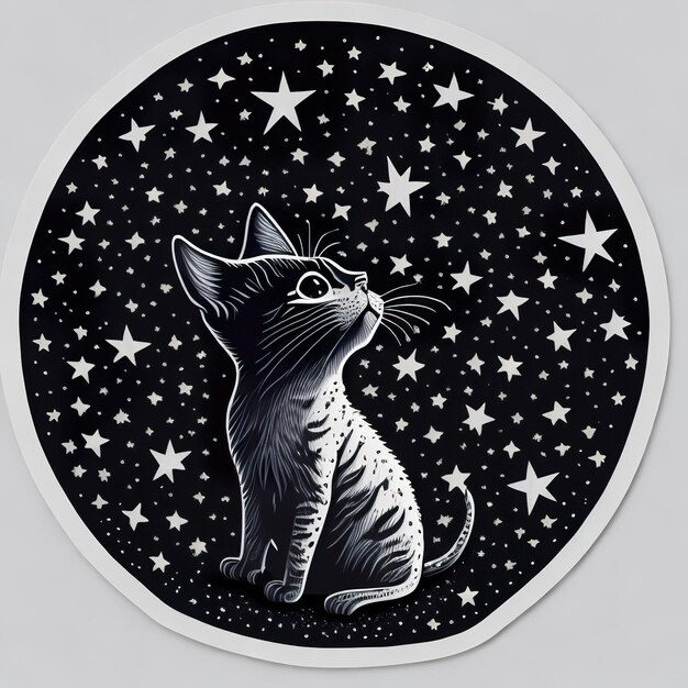 A sticker that says'cat'on it is on a gray background.