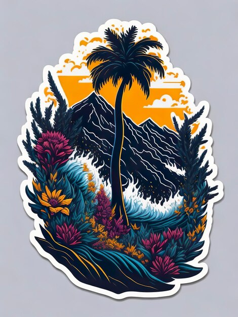 A sticker that says'palm tree'on it