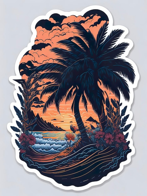 A sticker that says'sunset'on it