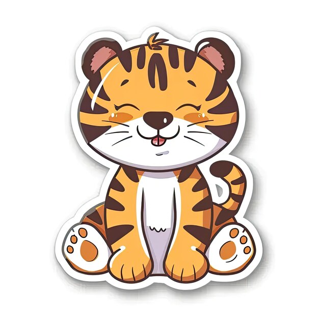 Photo a sticker of a tiger sitting down