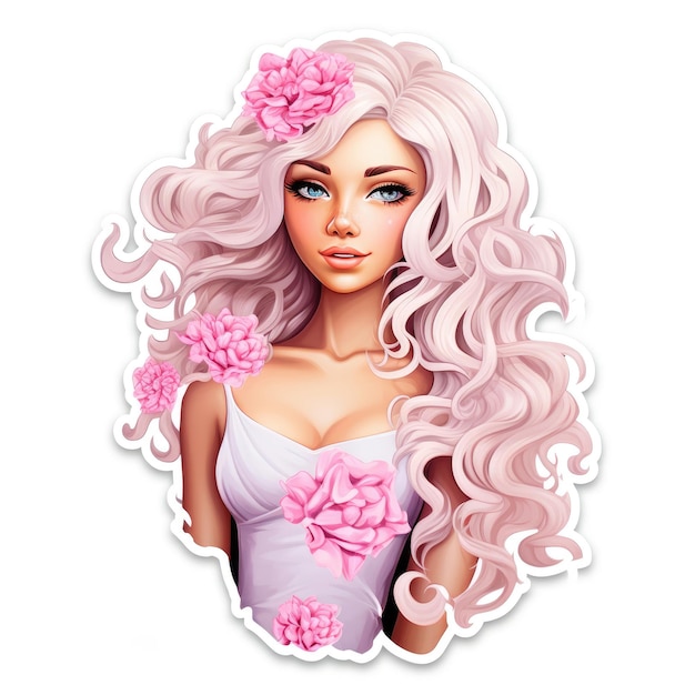 Sticker van Beautiful Barbie op een witte achtergrond