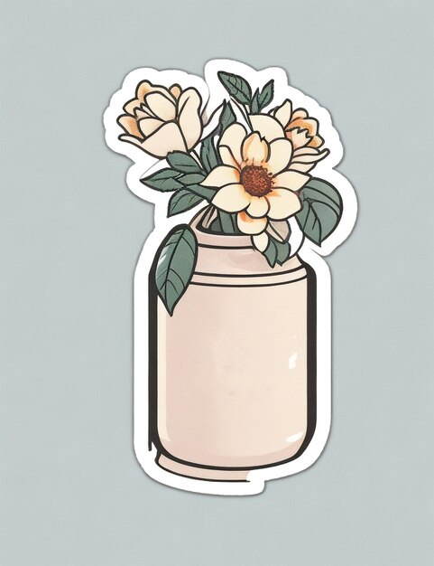 Sticker van een potje bloemen