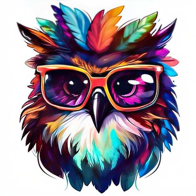 sticker Watercolor funny Owl