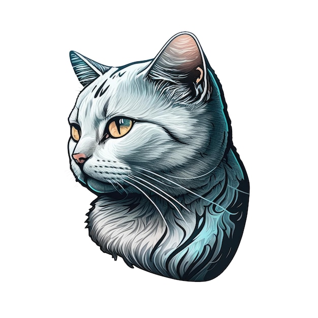 Sticker with a cat isolate Generative AI