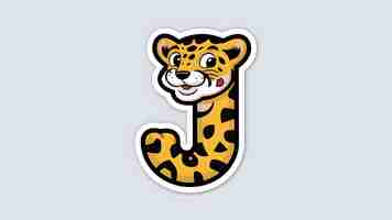 Photo a sticker with a cute jaquar shaped like the letter j on the top of the letter j there is positione