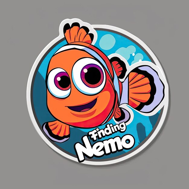 Photo a sticker with an image of a clown fish